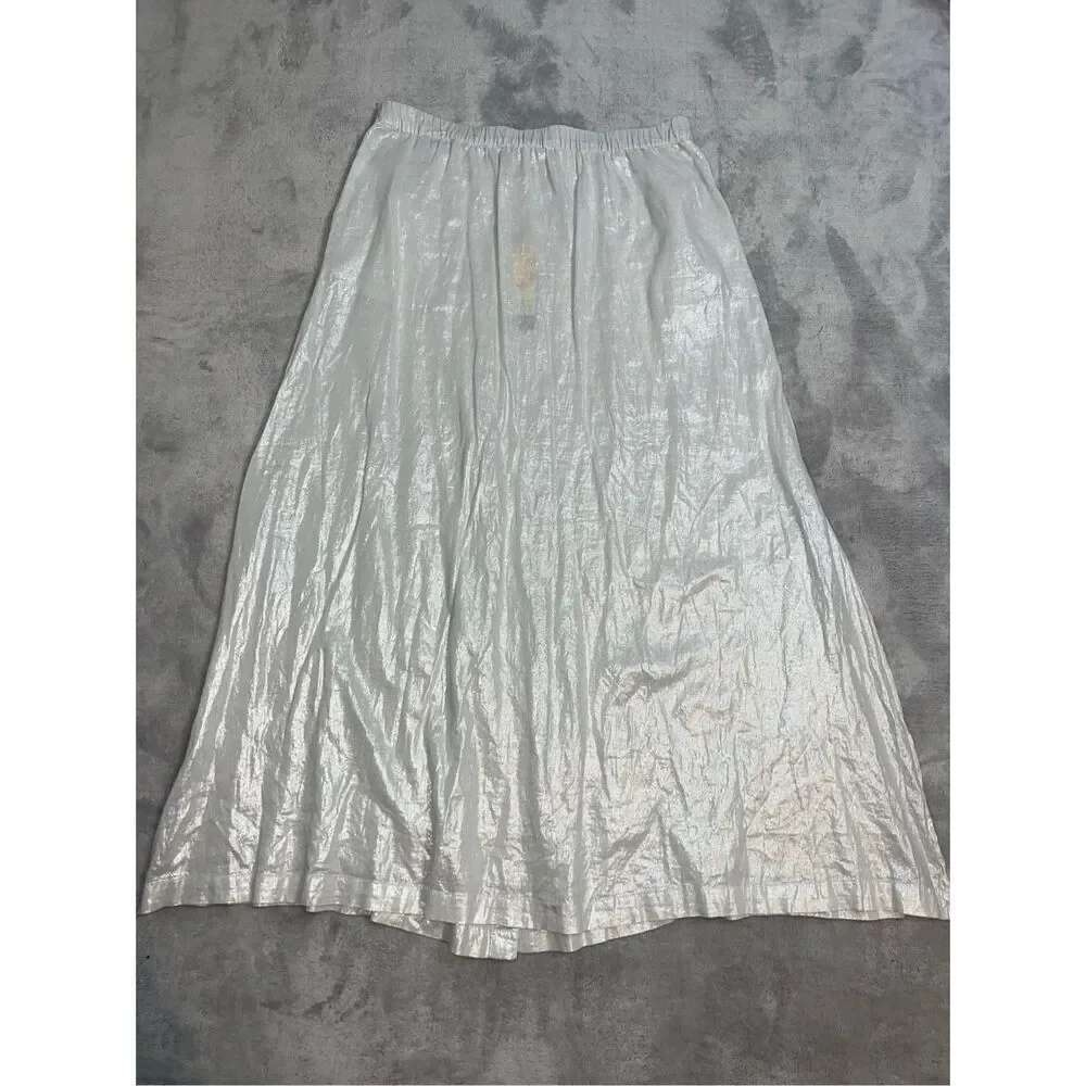 New! Shimmery Sparkly Silver Metallic Skirt MAXI LARGE - Picture 7 of 8